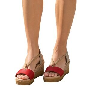 Malu Women's Super Comfort Slingback Open Toe Casual Platform Wedge Sandals Sz 6